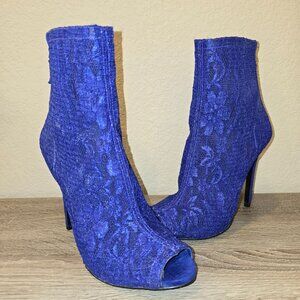 GUESS Arya Cobalt Mid Calf Lace Booties Size 7M NWOB